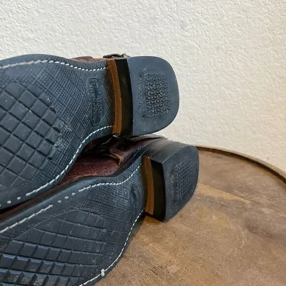 FRYE Harness Brown Leather Belted Square Toe Riding Boots Women's Size 6 - Picture 13 of 16